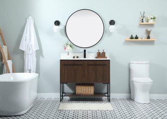 40 Inch Single Bathroom Vanity In Walnut With Backsplash