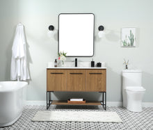 48 Inch Single Bathroom Vanity In Walnut Brown With Backsplash