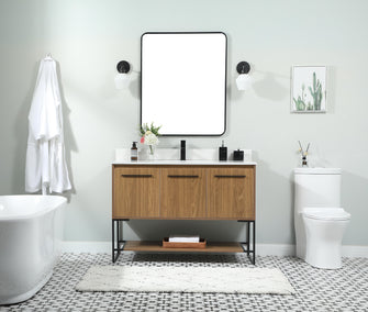 48 Inch Single Bathroom Vanity In Walnut Brown With Backsplash