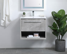 24 Inch Single Bathroom Floating Vanity In Concrete Grey