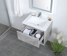 24 Inch Single Bathroom Floating Vanity In Concrete Grey