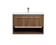 30 Inch Single Bathroom Floating Vanity In Walnut Brown