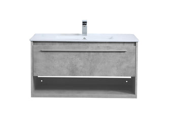 36 Inch Single Bathroom Floating Vanity In Concrete Grey