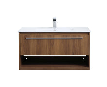 36 Inch Single Bathroom Floating Vanity In Walnut Brown