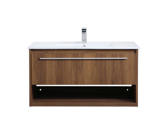 36 Inch Single Bathroom Floating Vanity In Walnut Brown