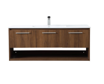 48 Inch Single Bathroom Floating Vanity In Walnut Brown