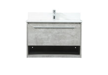 30 Inch Single Bathroom Vanity In Concrete Grey With Backsplash