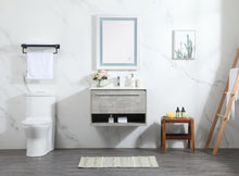 30 Inch Single Bathroom Vanity In Concrete Grey With Backsplash
