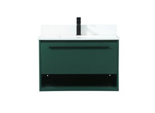 30 Inch Single Bathroom Vanity In Green With Backsplash