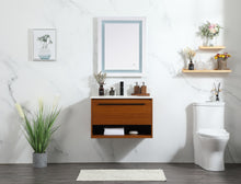 30 Inch Single Bathroom Vanity In Teak With Backsplash