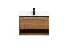 30 Inch Single Bathroom Vanity In Walnut Brown With Backsplash