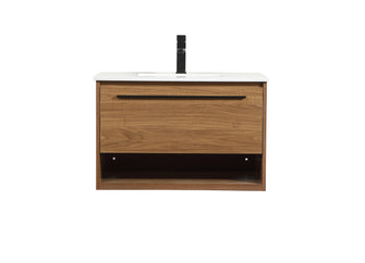 30 Inch Single Bathroom Vanity In Walnut Brown