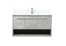 36 Inch Single Bathroom Vanity In Concrete Grey With Backsplash