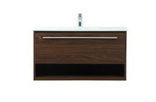 36 Inch Single Bathroom Vanity In Walnut
