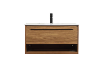 36 Inch Single Bathroom Vanity In Walnut Brown
