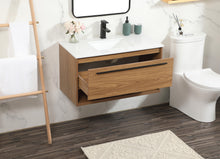 36 Inch Single Bathroom Vanity In Walnut Brown