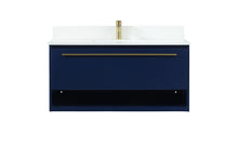 40 Inch Single Bathroom Vanity In Blue With Backsplash