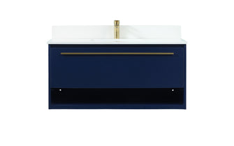40 Inch Single Bathroom Vanity In Blue With Backsplash