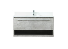 40 Inch Single Bathroom Vanity In Concrete Grey With Backsplash