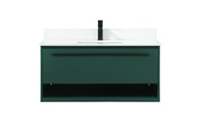 40 Inch Single Bathroom Vanity In Green With Backsplash