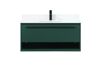 40 Inch Single Bathroom Vanity In Green With Backsplash