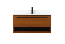 40 Inch Single Bathroom Vanity In Teak With Backsplash