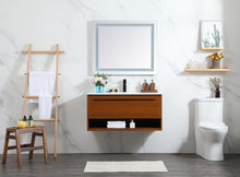 40 Inch Single Bathroom Vanity In Teak With Backsplash