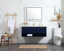48 Inch Single Bathroom Vanity In Blue With Backsplash