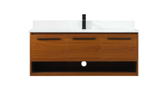48 Inch Single Bathroom Vanity In Teak With Backsplash