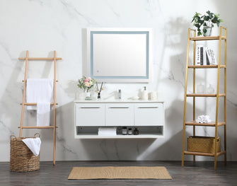 48 Inch Single Bathroom Vanity In White With Backsplash