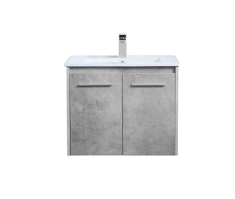 24 Inch Single Bathroom Floating Vanity In Concrete Grey