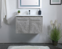 30 Inch Single Bathroom Floating Vanity In Concrete Grey