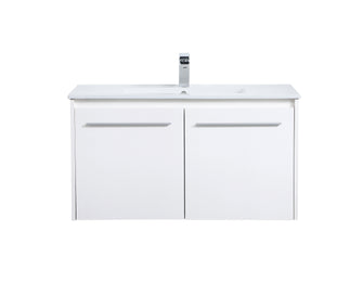 36 Inch Single Bathroom Floating Vanity In White