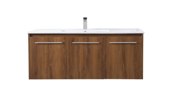 48 Inch Single Bathroom Floating Vanity In Walnut Brown