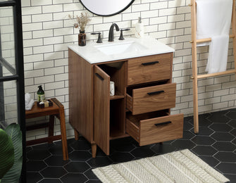 30 Inch Single Bathroom Vanity In Walnut Brown