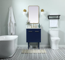 24 Inch Single Bathroom Vanity In Blue With Backsplash