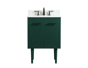 24 Inch Single Bathroom Vanity In Green With Backsplash