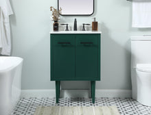 24 Inch Single Bathroom Vanity In Green With Backsplash