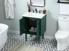 24 Inch Single Bathroom Vanity In Green With Backsplash