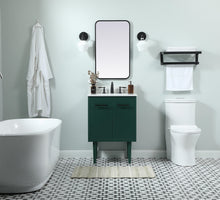 24 Inch Single Bathroom Vanity In Green With Backsplash