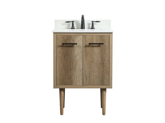 24 Inch Single Bathroom Vanity In Natural Oak With Backsplash