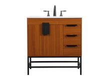 32 Inch Single Bathroom Vanity In Teak