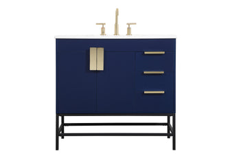 36 Inch Single Bathroom Vanity In Blue