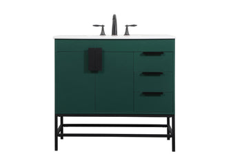 36 Inch Single Bathroom Vanity In Green