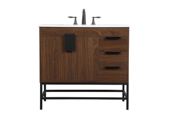 36 Inch Single Bathroom Vanity In Walnut