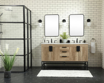 60 Inch Double Bathroom Vanity In Natural Oak