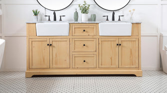 72 Inch Double Bathroom Vanity In Natural Wood