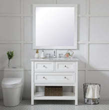 Aqua Square Vanity Mirror 36 Inch In White
