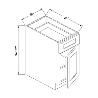Craft Cabinetry Shaker Gray 15"W Base Cabinet Image Specifications