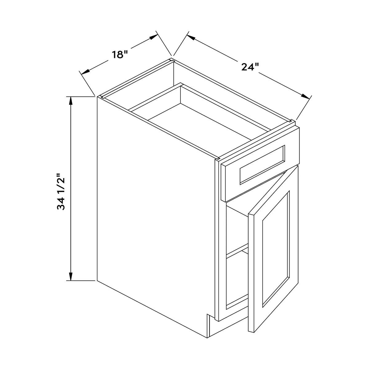 Craft Cabinetry Shaker Blue 18”W Base Cabinet Image Specifications